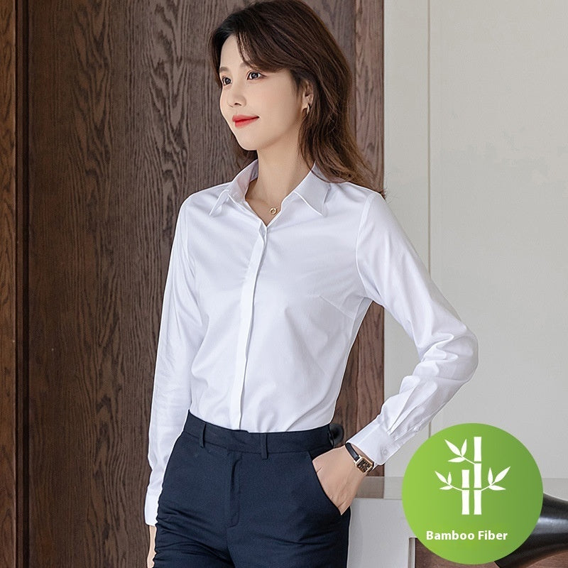 Bamboo Fiber Business Wear White Shirt For Women