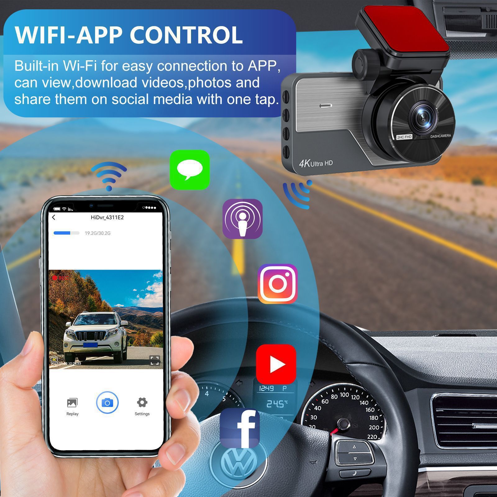 4K Driving Recorder Ultra HD Front And Rear Dual Camera Night Vision Parking Surveillance GPS Reversing