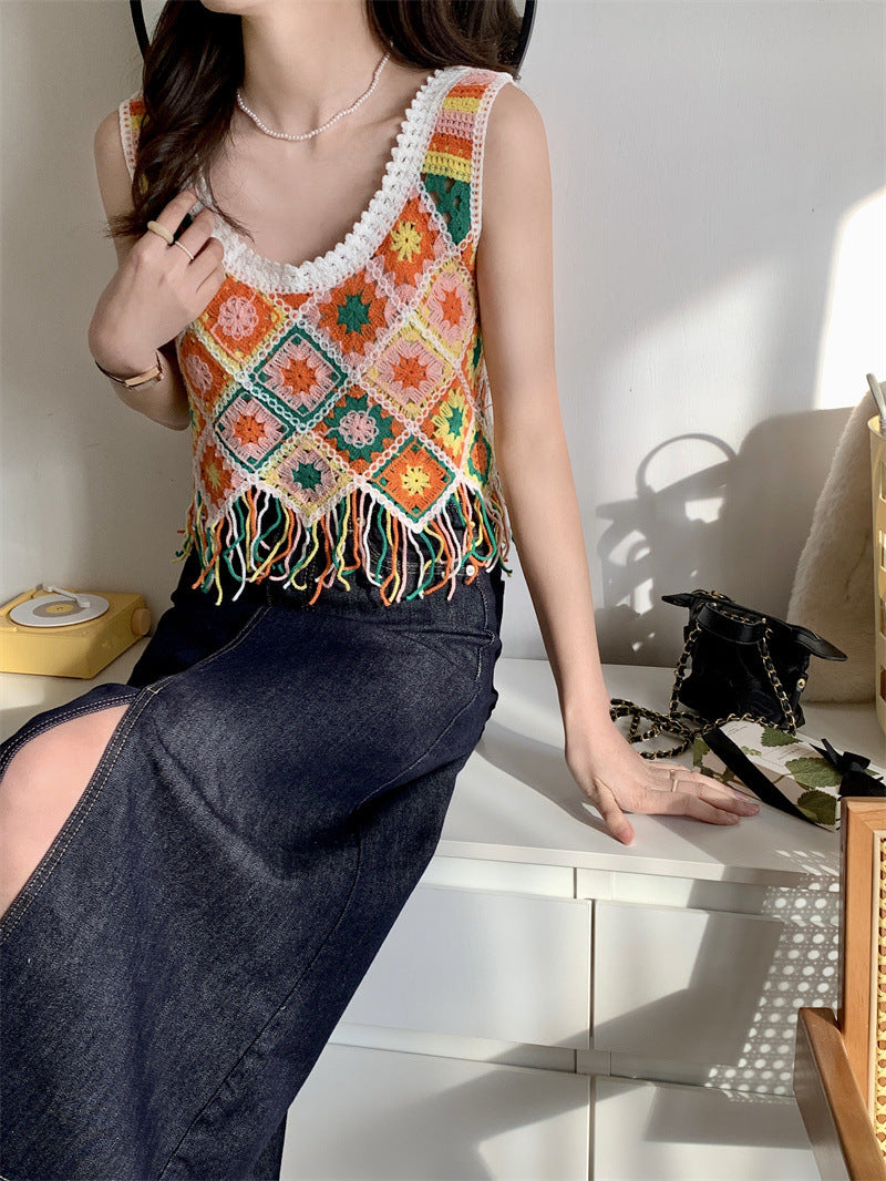 Women's Korean-style Crocheted Tassel Knitted Camisole