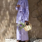 Casual Striped Cross Design Lace-up Long Sleeve Top Wide Leg Pants Two-piece Set