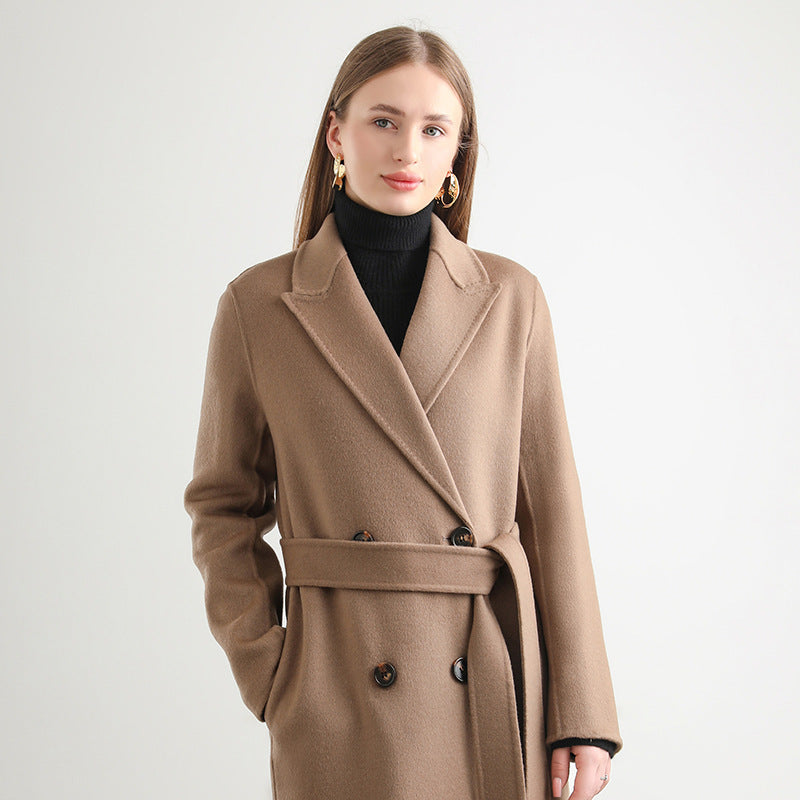 Women's Mid-length Woolen Wool Overcoat Coat